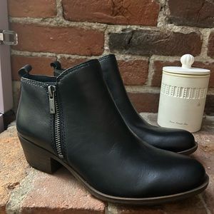 NWOB Lucky Brand Black Leather Ankle Booties